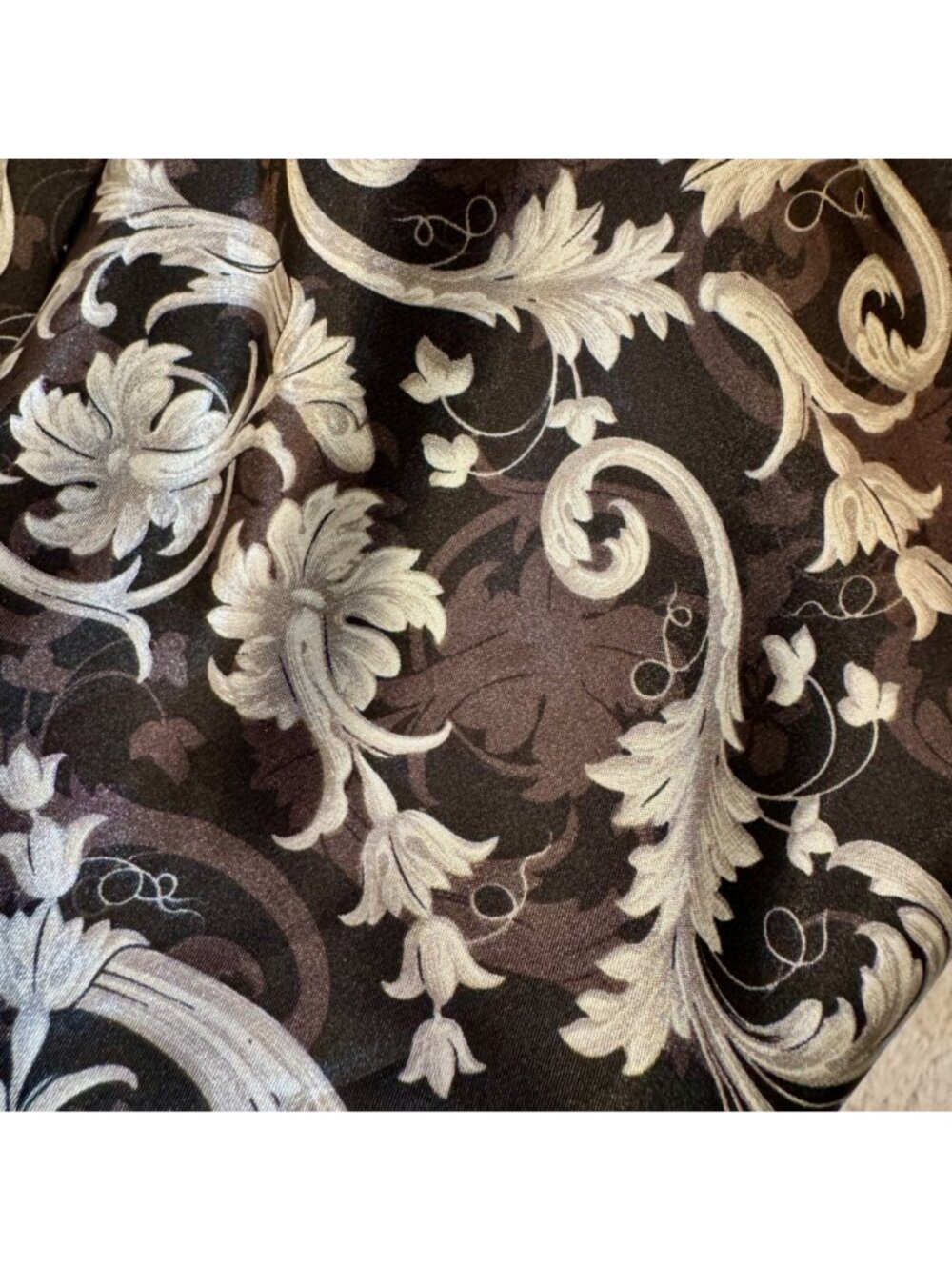 Adonna Black Silver Floral Slip Dress Satin Size M Whimsygoth Coquette Tie Back - Picture 6 of 9